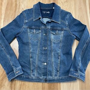 Lee Riders Indigo Jacket Womens M Jean Blue Denim Long Sleeve Button Up Stretch